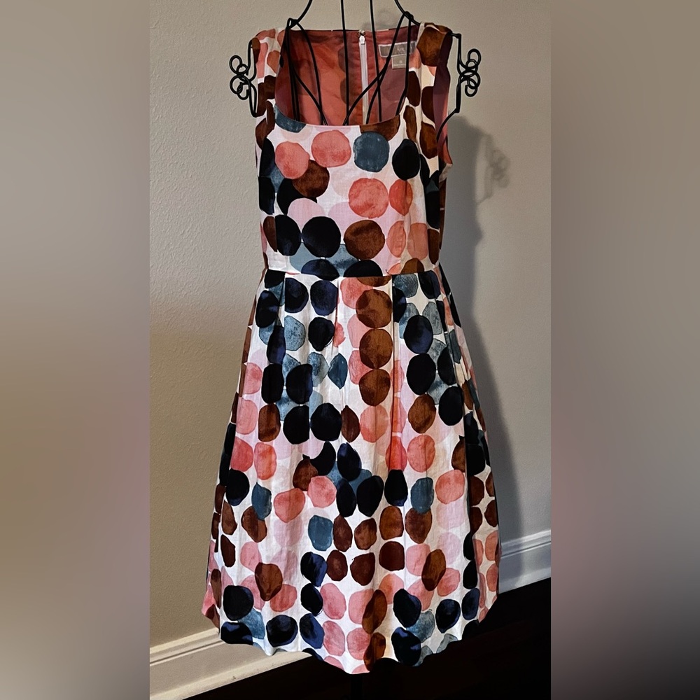 Michael Kors navy and coral Polka Dot Dress size 6 - Picture 7 of 11
